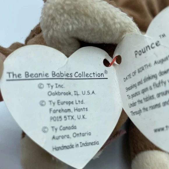 Ty Pounce Beanie Baby Brown Cat Plush Stuffed Animal with Hang Tag - Picture 3 of 13